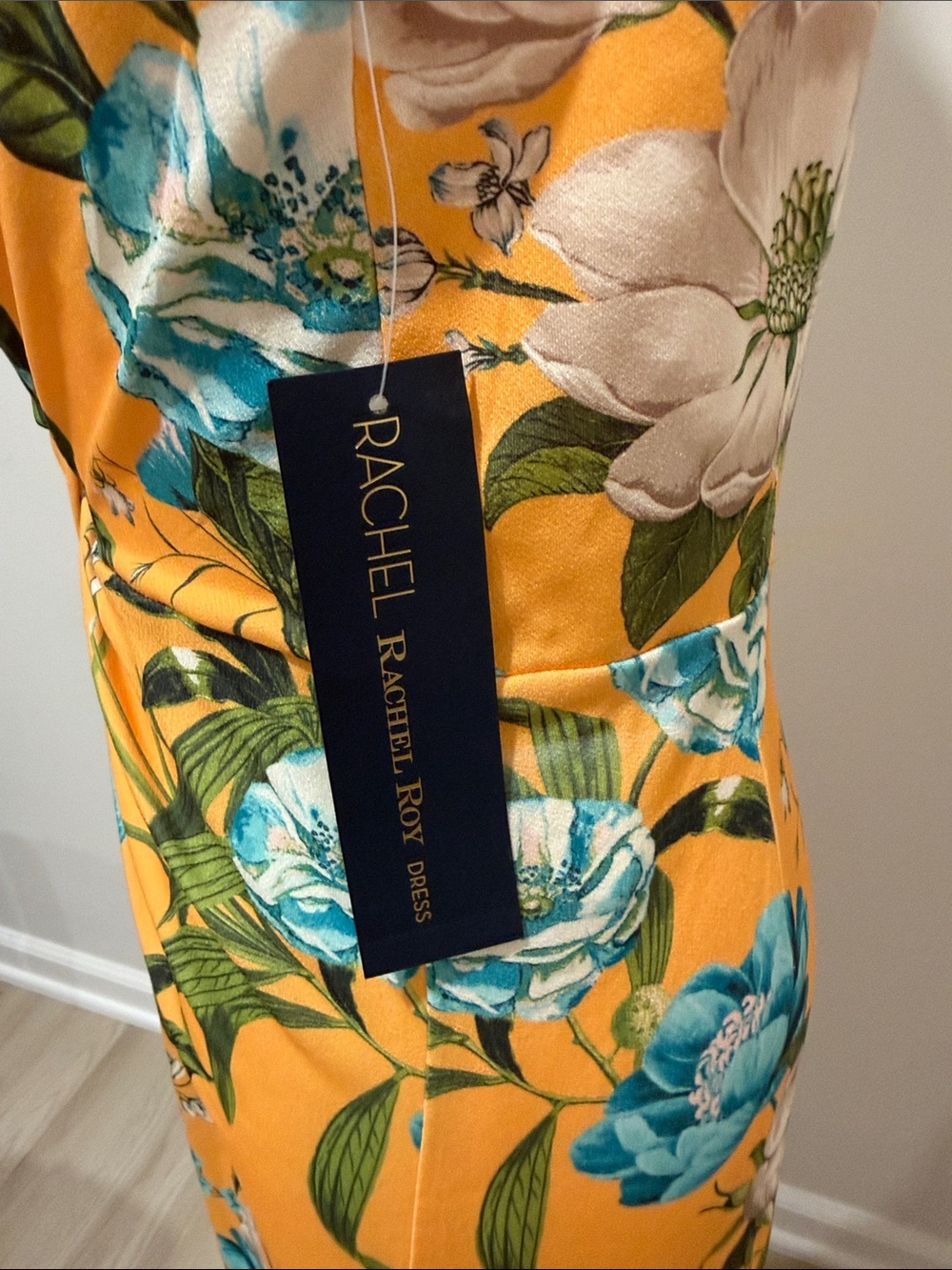 RACHEL Rachel Roy Yellow Floral Knot-Front Maxi Dress.NWT Size L - Picture 4 of 7